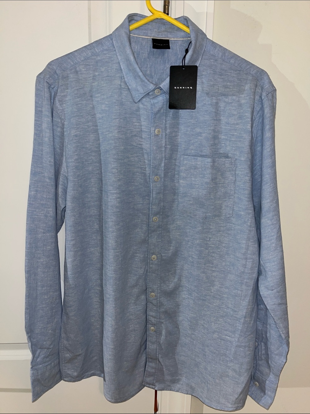 New Blue Woven Button Down Collar Shirt Dunning M men’s NWT Surf Rider Model